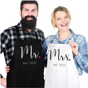 Prazoli Products Prazoli His and Her Aprons - Mr Mrs Established 2022 Couples Engagement Gift, Cute Bridal Shower Gift Anniversary Wedding Registry Items & Decoration, Housewarming Gifts For New Home Newlywed Gift - Brand New