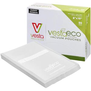 V Vesta Precision VestaEco Compostable Vacuum Sealer Bags by Vesta Precision - 50 count - Certified - Clear and Embossed - 28x40 cm - Brand New