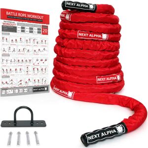 Next Alpha Battle Rope - 38mm/50mm, 9m/12m/15m - Protection Sleeve - Wall Anchor - Workout Instruction Poster - Brand New