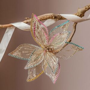 Bodysocks Gisela Graham 12 x Sheer Fabric Poinsetta Clip w Coloured Diamante// Bodysocks Gisela Graham 12 x Sheer Fabric Poinsetta Clip w Coloured Diamante//