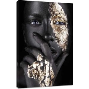 RELIABLI ART Abstract Poster Printed Golden Fashion black sexy women Wall Art Canvas Print Frame Picture Painting for Room Home Decorations 24x36inch - Brand New