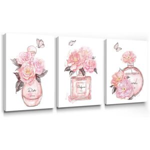 SUMGAR Pink Wall Art Rose Gold Accessories Set of 3 for Bedroom Bathroon Living Room Love Canvas Prints Geometric Heart Framed Paintings Gifts for Women Teengirls Modern Home Decor 30x40 cm - Brand New