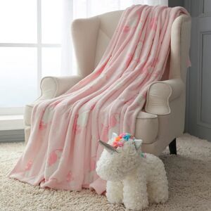 VOTOWN HOME Glow in The Dark Unicorn Fleece Blanket, Soft Flannel Blanket Gifts for Girls Boys Women, Warm Fuzzy Plush Luminous Throw Blanket, 152x127 cm, Pink - Brand New