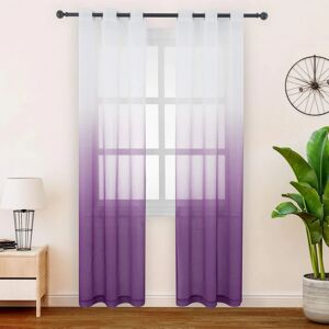 FLOWEROOM Gradient Voile Curtain Panel for Bedroom/Living Room, 42" Wide x 96" Drop（107 X 245cm）, Purple - Light Filtering and Privacy Protection Ombre Sheer/ Voile Eyelet Curtains, Set of 2 Drapes - Brand New