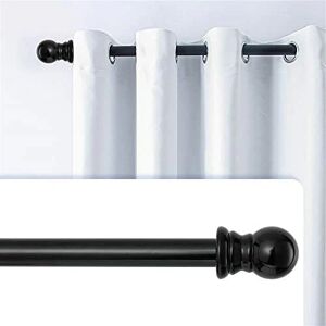 TALITARE Curtain Pole, Black Curtain Rod with Round Finials Brackets Fittings Set for Window Bedroom 76 to 221 cm - Brand New