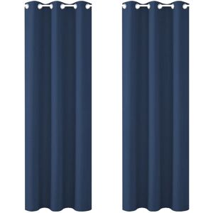 FLOWEROOM Thermal Blackout Curtains for Bedroom, 46 x 54 inches Long, Navy - Winter Energy Saving/Summer Sun Blocking/Noise Reducing Window Curtain for Living Room, Set of 2 Eyelets Curtains - Brand New