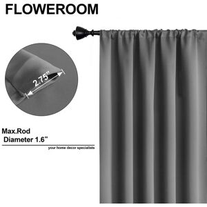 FLOWEROOM Blackout Curtains for Bedroom - Thermal Insulated Rod Pocket Window Curtains, Darkening Curtain for Living Room, Grey, 2 Panels, W46 x L54 inch (117cmx137cm) - Brand New