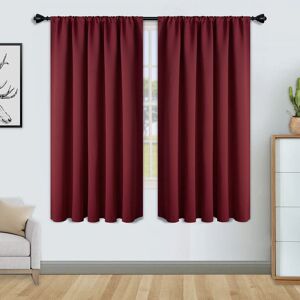 FLOWEROOM Blackout Curtains for Bedroom - Thermal Insulated Rod Pocket Window Curtains, Darkening Curtain for Living Room, Black, 2 Panels, W66 x L54 inch (168cmx137cm) - Brand New