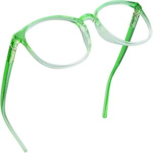 LifeArt Blue Light Blocking Glasses, Computer Reading Glasses, Gaming Glasses with Spring Hinge, TV Glasses for Women Men, Anti Glare (Clear Green, No Magnification) - Brand New