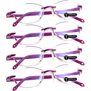 TERAISE 4pcs Reading Glasses Fashion Anti-Blue Light Quality Readers Diamond Cutting Design Anti-Fatigue For Women Computer/Cell Phone Reader Glasses(2.5X) - Brand New