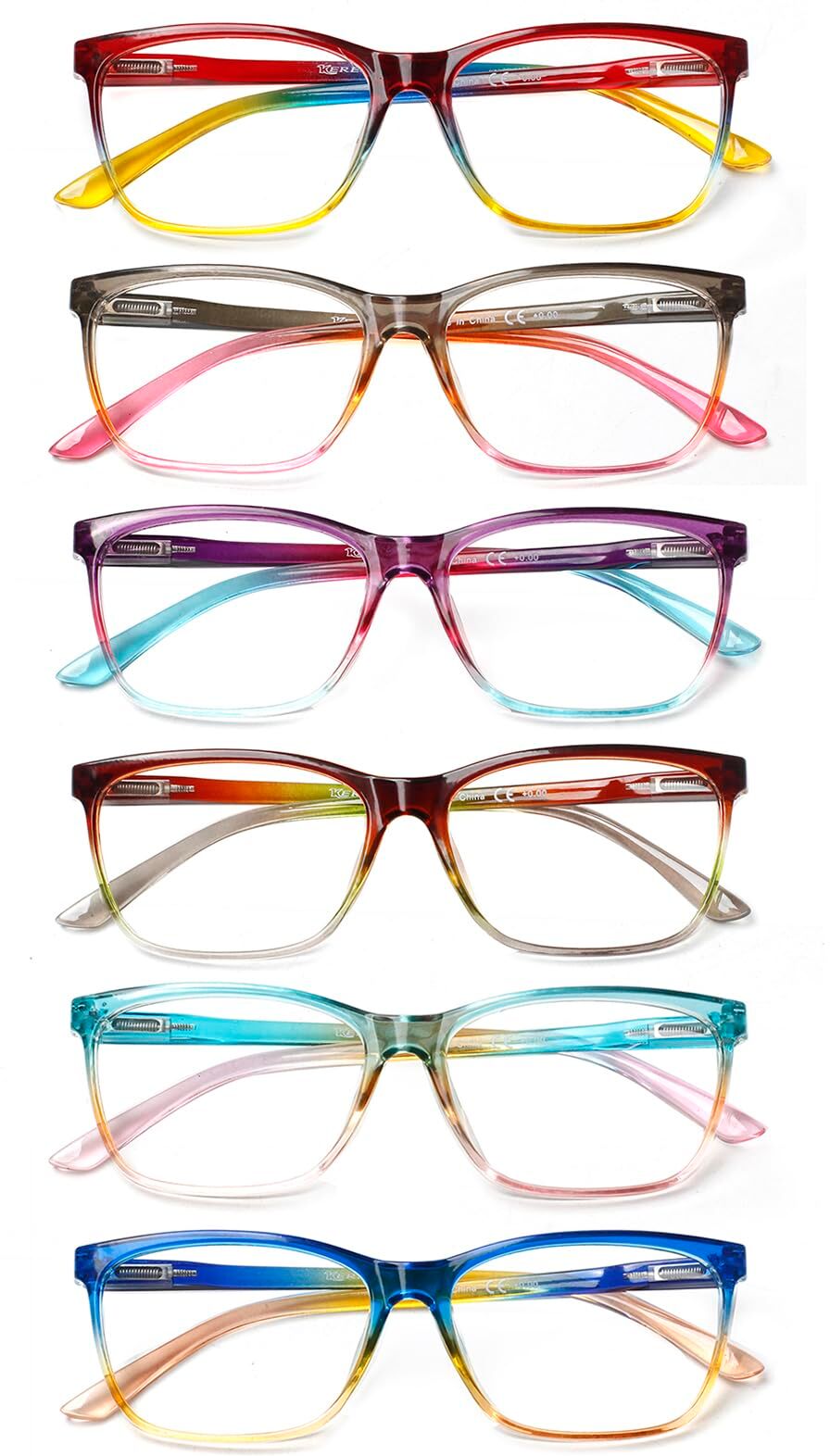 Bodysocks Kerecsen Pack 6 Glasses Blue Blocking Eyeglasses (6 Mix Color-3, 1.25,