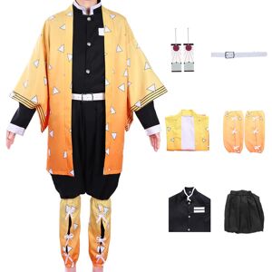 Amycute Agatsuma Zenitsu Cosplay Costume Demon Slayer Cosplay Costume Kimono Outfit Halloween Costume for Kids, 130 - Brand New