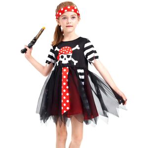 IKALI Caribbean Pirate Costume Girls Fancy Dress Up Outfit Kids Party Roleplay Suit with headband 2Pcs - Brand New