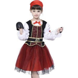 IKALI Pirate Costume for Girls, Deluxe Buccaneer Fancy Dress Outfit (6pcs Set) Animal Dress Outfit Halloween Princess Role-play - Brand New