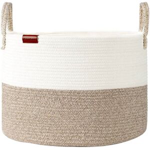 Aoohun Extra Large Laundry Basket, Collapsible Woven Storage Basket Natural Cotton Rope Basket Baby Nursery Organiser with Handle for Storage Towel, Toy, Blankets D50*H33cm Desert - Brand New