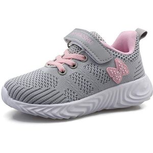 ANBIWANGLUO Girls Fashion Sneakers Kids Breathable Running Sport Shoes （3.5 UK,Grey - Brand New