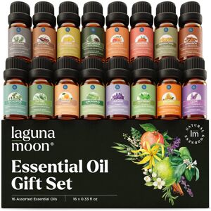 Lagunamoon Essential Oils Set - 16 Pcs Organic Premium Grade Home Essentials Oils - for Diffusers, Fragrance, Scents for Candle Making, Soap, Slime - Natural Aromatherapy Oils for Skin & Hair - Home, Office, Car - Brand New