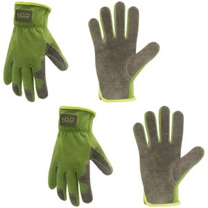 HLDD HANDLANDY Leather Work Gloves for Men & Women, 2 Pairs Cowhide Gardening Gloves Utility Work Gloves for Mechanics, Construction, Driver (XXL, Green) - Brand New