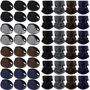 BBTO 48 Pcs Neck Gaiter and Ear Warmers Set Includes 24 Neck Warmer Gaiter Face Coverings for Men and 24 Winter Earmuffs Foldable Ear Muffs for Men Cold Weather Running Skiing - Brand New