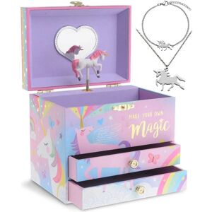 Jewelkeeper Unicorn Music Box & Little Girls Jewellery Set - 3 Unicorn gifts for Girls - Brand New