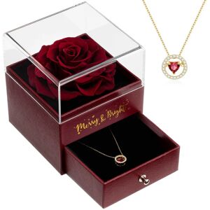 Yamonic Eternal Rose Mothers Day Rose Gifts for Mum, Eternal Rose with Necklace,Real rose that Never Wither,Rose in box, Gifts for Mum,Preserved Flower, Gifts for Mothers Day,Wine Red rose - Brand New