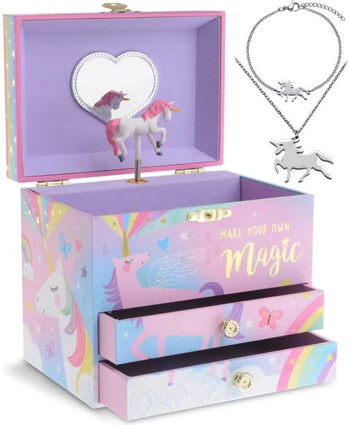 Jewelkeeper Unicorn Music Box & Little Girls Jewellery Set - 3 Unicorn gifts for Girls - Brand New