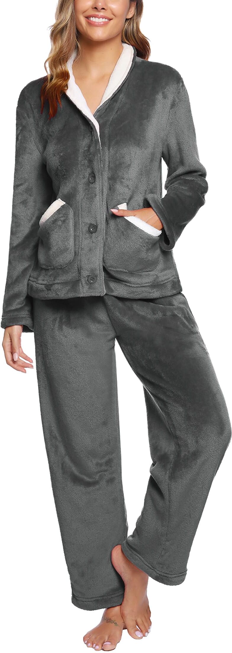 Bodysocks iClosam Womens Fleece Pyjamas Set Winter Warm Sleepwear Loungewear 2