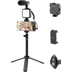 llano Smartphone Camera Video Kit, Shotgun Microphone Kit with LED Light, Adjust Tripod Phone Holder for iPhone / Huawei / Samsung Android Phone, Vlogging Rig Kit for Filming / YouTube Recording Photography - Brand New