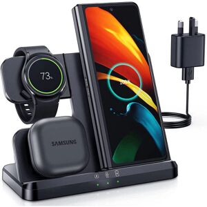 LK Wireless Charger for Samsung 3 in 1 Wireless Charging Station Compatible for Galaxy Watch 5 Pro/5/4/3/Active 2/1 Samsung S23 S22 Ultra S21 S20 Note20 Z Flip 4 3 Z Fold Galaxy Buds (Not for iWatch) - Brand New