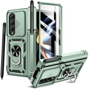 HWeggo Case for Samsung Galaxy Z Fold 4,Galaxy Z Fold 4 Cover with Slide Camera Cover and Ring Stand,Foldable TPU Frame and Hard PC Back,Shockproof Anti-Scatch Protective Case Green - Brand New