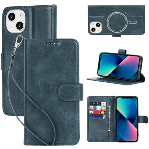 SailorTech Wallet Case for iPhone 13 Flip Cases Folio Cover with RFID Blocking Card Slots Magnetic Buckle Kickstand Function Wrist Strap Phone Case with MagSafe Shockproof Anti-scratch Blue - Brand New