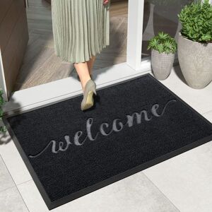 DEXI Welcome Door Mat 60 x 90 cm, Non Slip Heavy Duty Outdoor Mat, Dirt Trapper Door Mat Washable, Durable Front Door Mat Outside, Shoes Scraper Doormat for Indoor and Outdoor(Blue) - Brand New