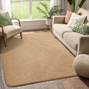 COLOR&GEOMETRY Color G Ultra Soft Bedroom Rug, Fluffy Rugs Living Room, Durable Washable Area Rugs Floor Carpet Modern Rug for Bedroom, Living Room, Children Room (Khaki, 90x160cm) - Brand New