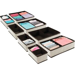 mDesign Set of 4 Storage Boxes - Bedroom Organiser Boxes for Clothing and Accessories - Clothes Storage Boxes for Wardrobes and Drawers - Cream/Espresso - Brand New