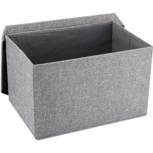 MeiMart Foldable Storage Box with Lid, Collapsible Linen Fabric Clothing Storage Bin Organizer Container Basket with Cover for Home/Bedroom/Office (Medium), Gray - Brand New