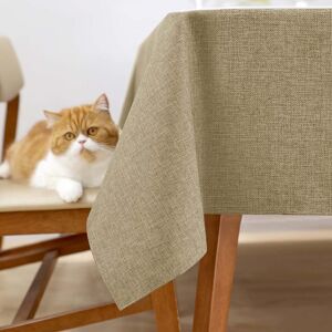 Naturoom Faux Linen Table Cloth Rectangular Hessian Table Cloth 2m Burlap Table Cloth for Table Kitchen Outdoor Garden Kitchen Dinning Decoration 54x79in(137x200cm) Taupe - Brand New