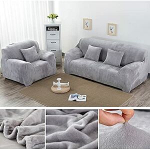 Yeahmart Thick Sofa Covers 1/2/3 Seater Pure Color Sofa Protector Velvet Easy Fit Elastic Fabric Stretch Couch Slipcover (Silver Grey, 1 Seater 90-140cm) - Brand New