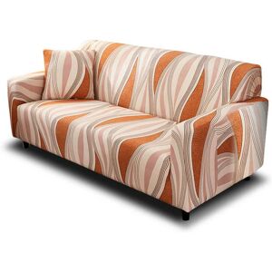 Hotniu 1-Piece Fit Stretch Sofa Covers - Polyester Spandex Printed Sofa Slipcovers - Furniture Cover/Protector for Armchair Couch with Elastic Bottom & Anti-Slip Foam (1 Seater, Orange Stripes) - Brand New