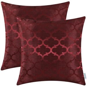 CaliTime Cushion Covers Pack of 2 Throw Pillow Cases Shells for Home Sofa Couch Modern Shining & Dull Contrast Quatrefoil Accent Geometric 50cm x 50cm Burgundy - Brand New