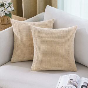 MIULEE Corduroy Granule Throw Pillow Covers Soft Pellets Solid Decorative Square Cushion Case for Sofa Bedroom Dark Yellow 24