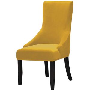 KELUINA Velvet Plush Dining Chair Covers,High Stretch Fit Wingback Side Chair Slipcovers, Removable Washable Soft Spandex Reusable Arm Chair Protector Cover (Mustard,4 Pieces) - Brand New