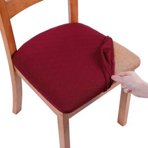 smiry Stretch Chair Seat Covers for Dining Room, Jacquard Dining Chair Seat Protectors Removable Washable Chair Slipcovers, Set of 4, Burgundy - Brand New