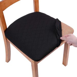 smiry Stretch Chair Seat Covers for Dining Room, Jacquard Dining Chair Seat Protectors Removable Washable Chair Slipcovers, Set of 6, Black - Brand New