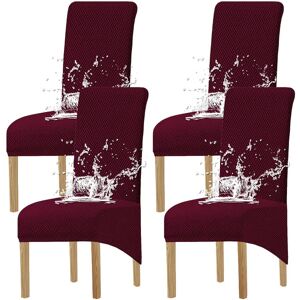 KELUINA Stretchy Waterproof Jacquard Chair Covers for Dining Room Chairs,Spandex with Elastic Band Chaircover,Large Dining Chair Slipcovers for Restaurant Hotel Party Banquet(Wine Red1, Set of 4) - Brand New