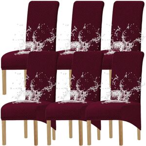 KELUINA Waterproof Chair Covers for Dining Chairs, Chair Covers XL High Back Dining Chair Covers, Stretch Removable Washable Seat Cover Chair Protector, for Home Wedding Hotel(Wine Red1, Set of 6) - Brand New