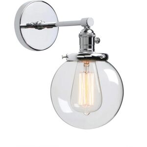 Phansthy Industrial Wall Light Fixtures, Vintage Wall Sconces with Globe Hand Made Glass Shade, Hallway Wall Lamp Suitable for Living Room Bedroom Kitchen Dining Room Vanity Mirror (Chrome) - Brand New