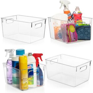 ClearSpace Plastic Storage Bins - Perfect Kitchen Organisation or Pantry Storage - Fridge Organiser, Pantry Organisation and Storage Bins, Cabinet Organisers - 4 Pack - Brand New