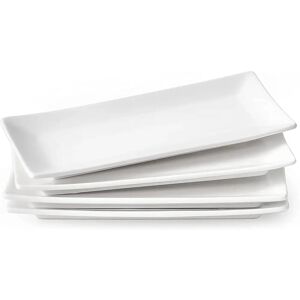 LIFVER Serving Platter, 10 inch White Rectangle Dinner Plates, Oblong Serving Dishes for Sushi, Appetizers, Dessert, Entrées, Dishwasher & Microwave Safe - Brand New