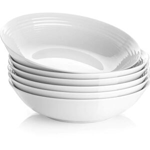 Y YHY Salad Bowls Set of 6, 26 Ounces Large Serving Bowls with Spiral Pattern, White Pasta Bowls, Soup Bowl Set - Brand New