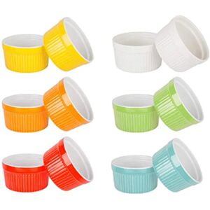 VINILITE Ceramic Ramekins Soufflé Dishes Set of 12, 3.54